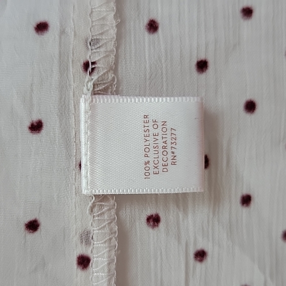 LC Lauren Conrad Ivory And Dark Red Polka Dots Blouse - Picture 4 of 5